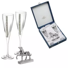 Набор для шампанского на 2 персоны и статуэтка "Лошадь"