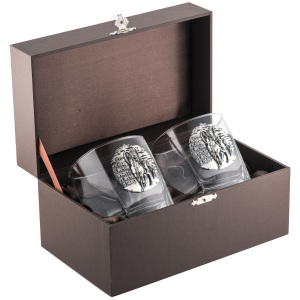 A set of glasses with a silver overlay "Heroic strength" for 2 persons