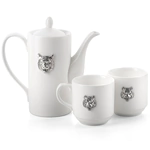 Tea set made of porcelain "Tiger" with silver overlays, for 2 persons