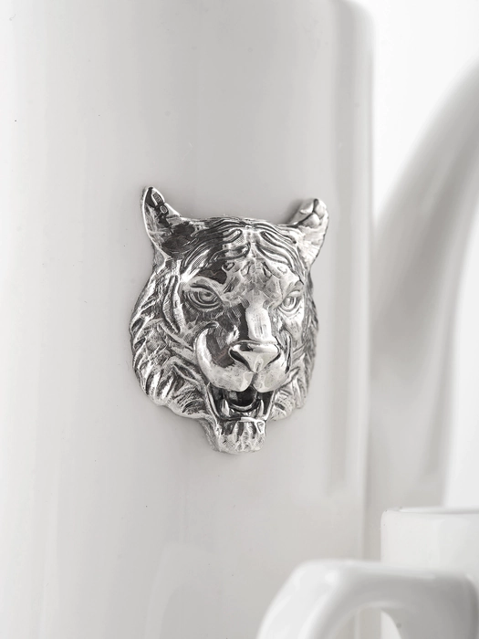 Tea set made of porcelain "Tiger" with silver overlays, for 2 persons