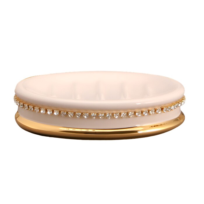 Soap dish with gold and Swarovski crystals