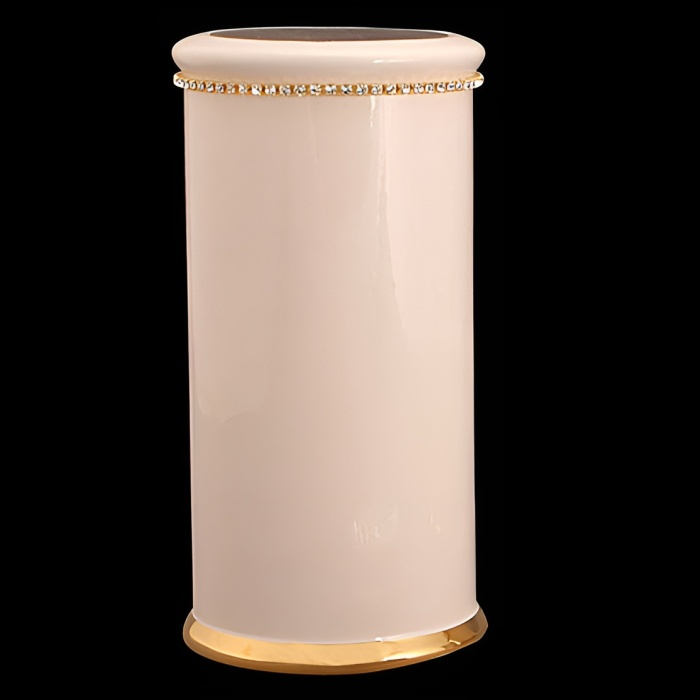 A stand for a toilet brush with gold and Swarovski crystals
