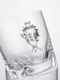 Set of glasses "Samovars" with a silver plaque, for 2 persons