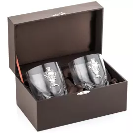 Set of glasses "Samovars" with a silver plaque, for 2 persons