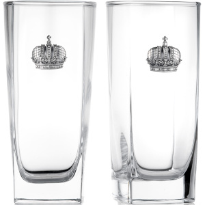 A set of Corona water glasses with a silver plaque, for 2 persons