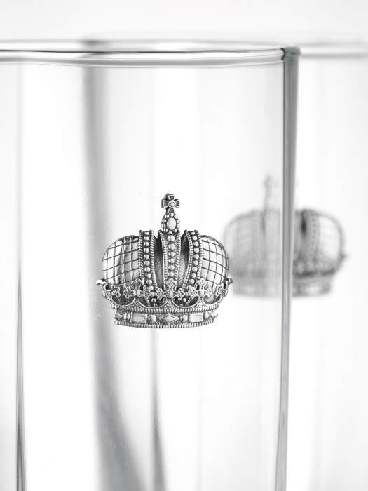A set of Corona water glasses with a silver plaque, for 2 persons