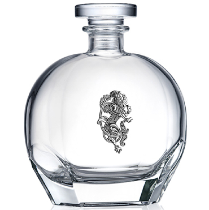 Crystal decanter "Rus" with silver lining