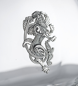 Crystal decanter "Rus" with silver lining