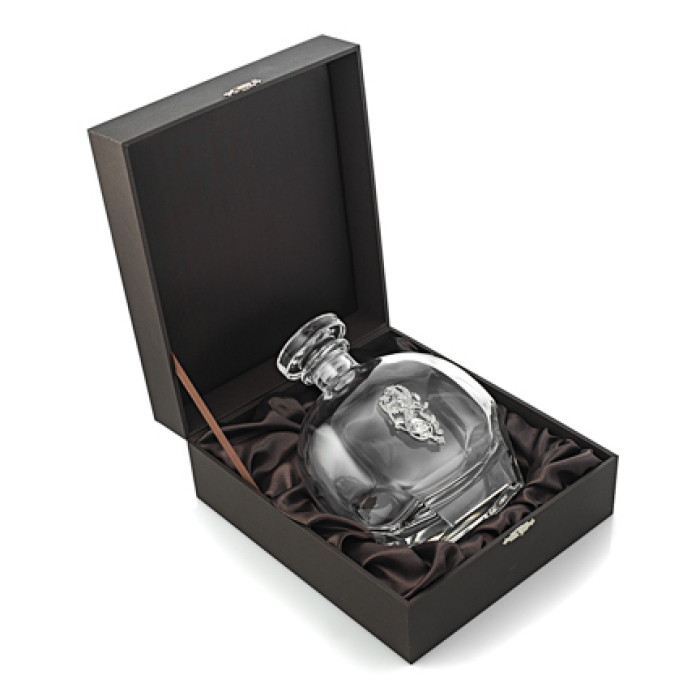 Crystal decanter "Rus" with silver lining