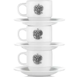 Набор фарфоровых кофейных чашек "Держава" на 3 персоны