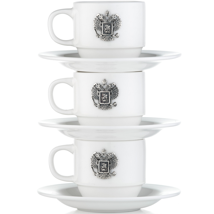 A set of porcelain coffee cups "Derzhava" for 3 persons