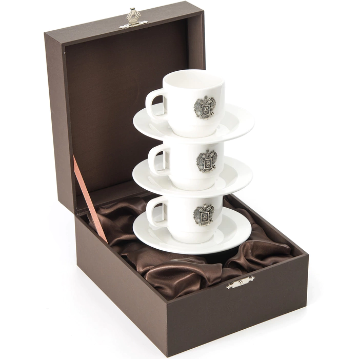 A set of porcelain coffee cups "Derzhava" for 3 persons