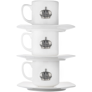 Set of porcelain coffee cups "Corona" for 3 persons