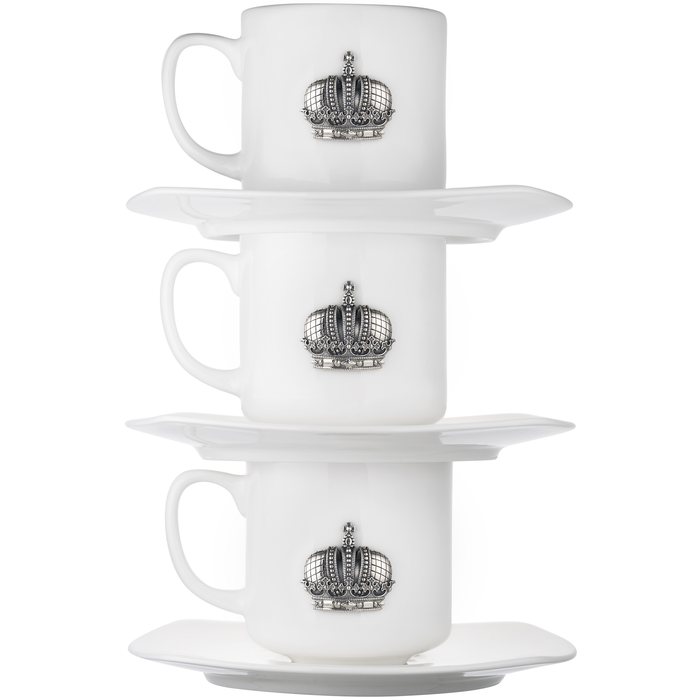Set of porcelain coffee cups "Corona" for 3 persons