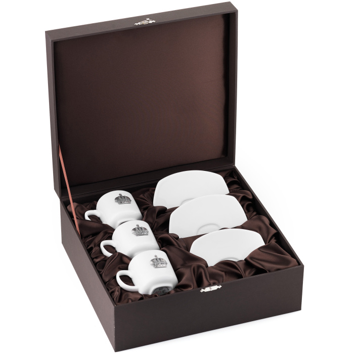 Set of porcelain coffee cups "Corona" for 3 persons