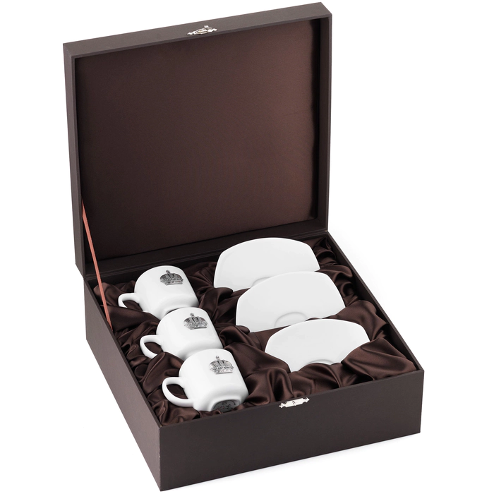 Set of porcelain coffee cups "Corona" for 3 persons