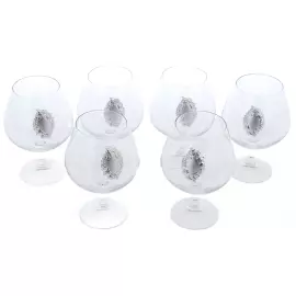 A set of glasses for cognac "Grapes" with silver plating, for 6 people