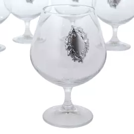 A set of glasses for cognac "Grapes" with silver plating, for 6 people