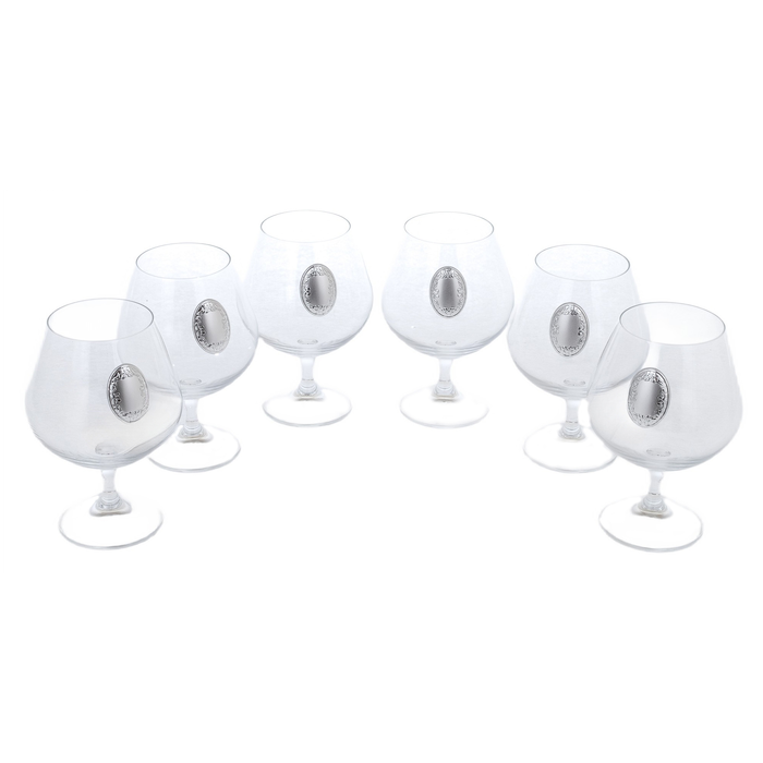 A set of glasses for Faberge cognac with silver plating, for 6 people