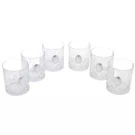 A set of Faberge whiskey glasses with silver plating, for 6 people