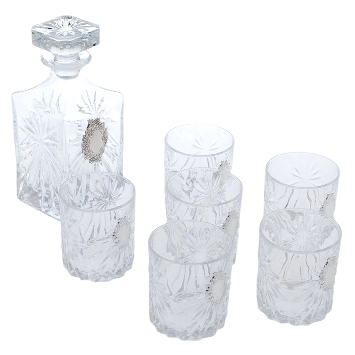 A set of glasses for whiskey "Grapes" with silver plating, for 6 people