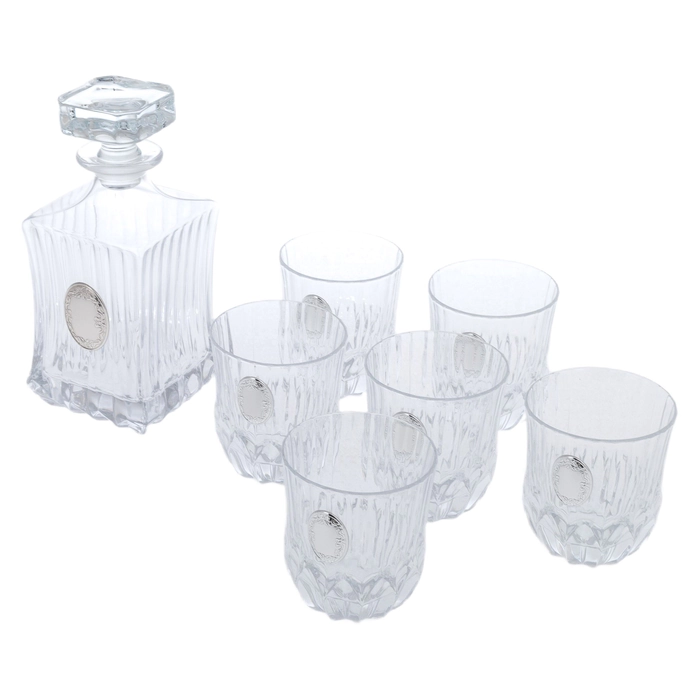 Faberge whiskey set with silver plating, for 6 persons