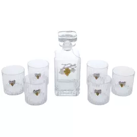 Grape Vine whiskey set with silver plating, for 6 persons