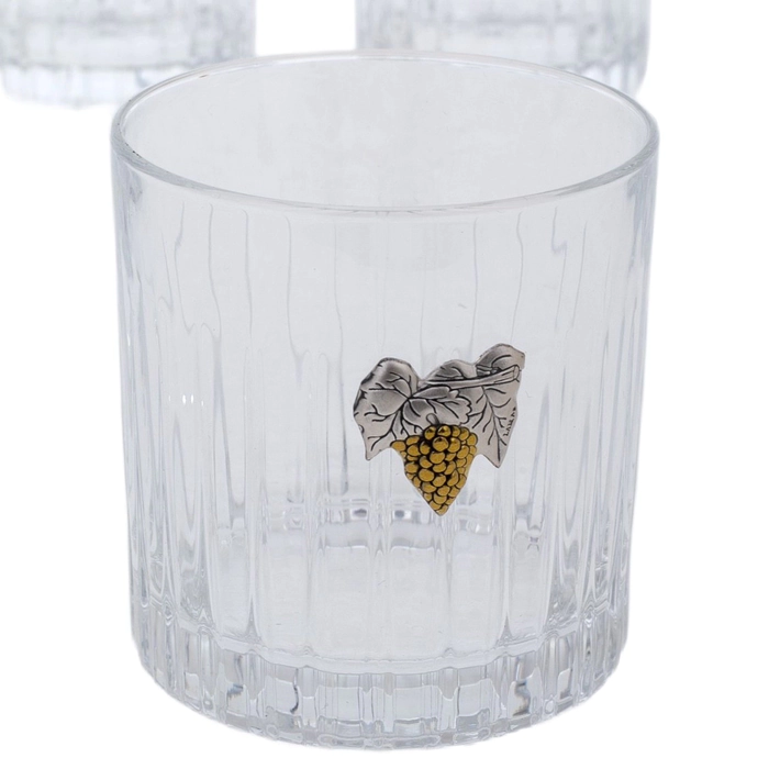 Grape Vine whiskey set with silver plating, for 6 persons