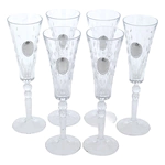 A set of Faberge champagne glasses with silver plating, for 6 people