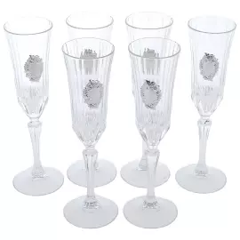 Набор бокалов для шампанского "Виноград" с посеребрением, на 6 персон