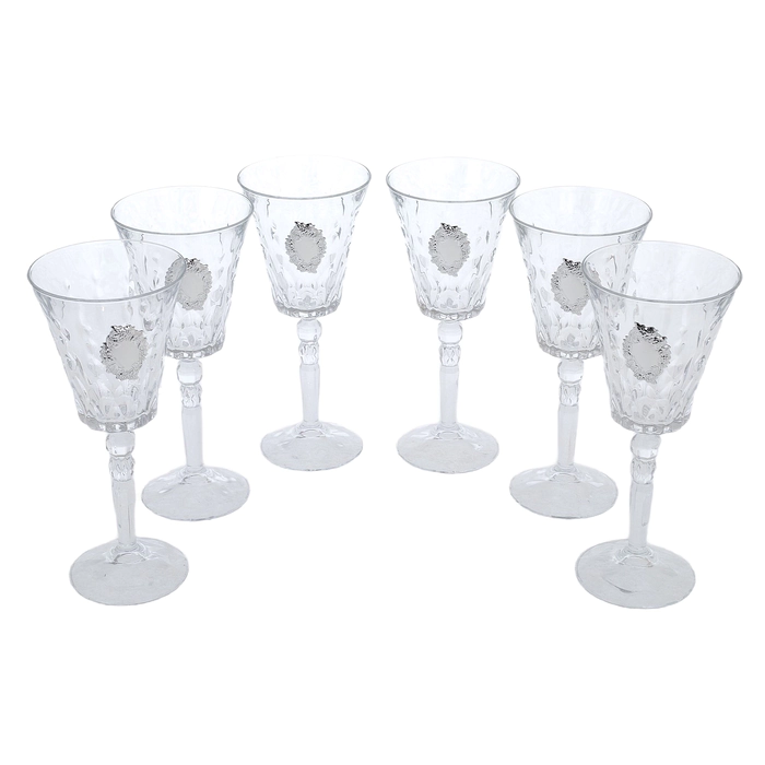 A set of wine glasses "Grapes" with silver plating, for 6 people