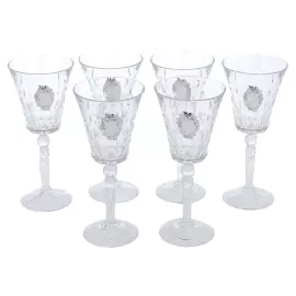 A set of wine glasses "Grapes" with silver plating, for 6 people