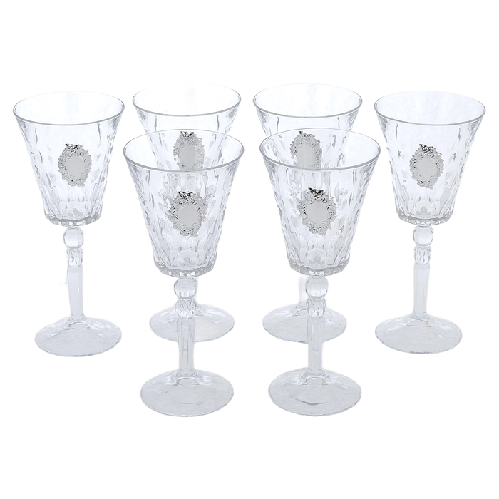 A set of wine glasses "Grapes" with silver plating, for 6 people