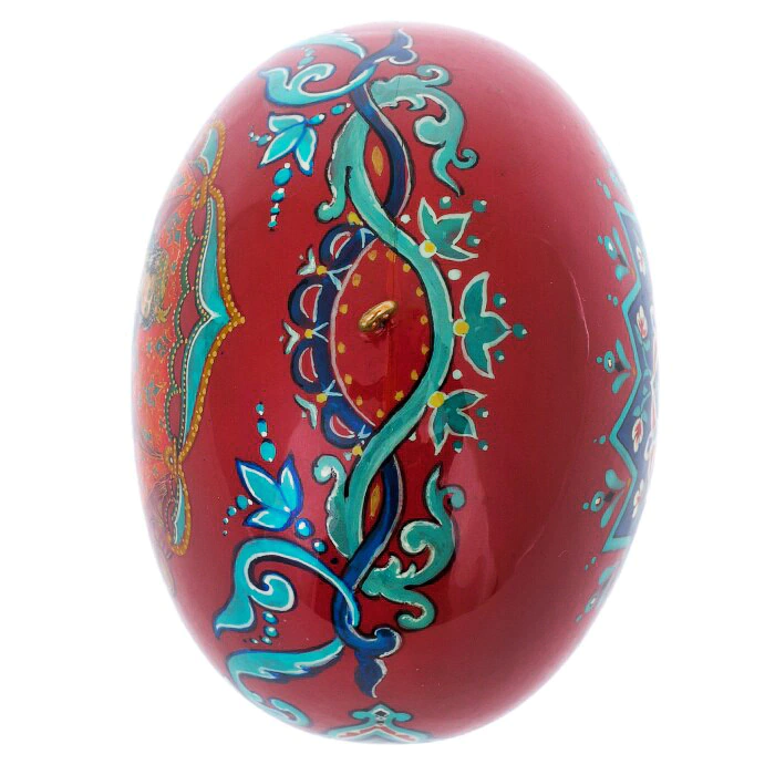 A set of wooden Christmas tree balls "Palekh fairy tales" in a gift box
