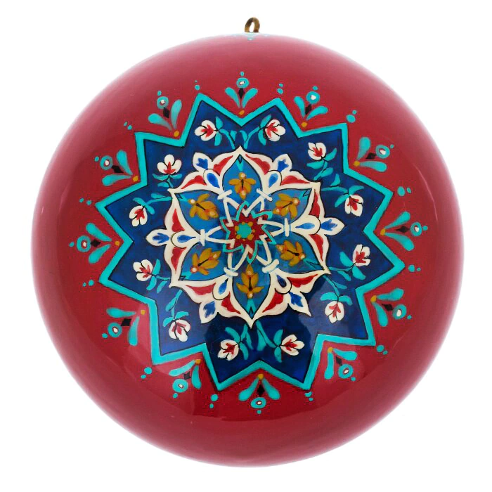 A set of wooden Christmas tree balls "Palekh fairy tales" in a gift box