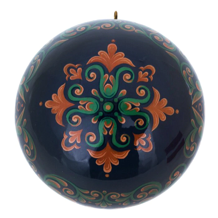 A set of wooden Christmas tree balls "Palekh fairy tales" in a gift box