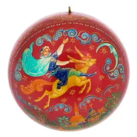 Набор деревянных ёлочных шаров "Палехские сказки" в подарочной коробке Набор деревянных ёлочных шаров "Палехские сказки" в подарочной коробке