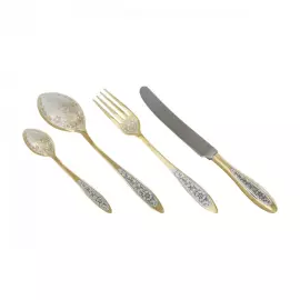 Столовый набор из серебра "Гармония" с позолотой, на 1 персону