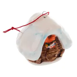 Набор фарфоровых ёлочных игрушек "Избушка с коньками" в подарочной коробке Набор фарфоровых ёлочных игрушек "Избушка с коньками" в подарочной коробке