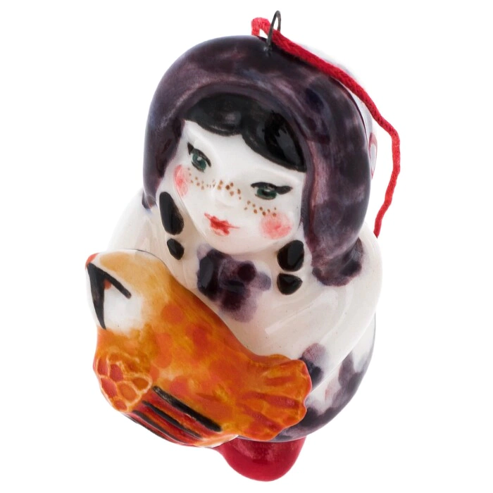 A set of porcelain Christmas tree toys "Girls" in a gift box