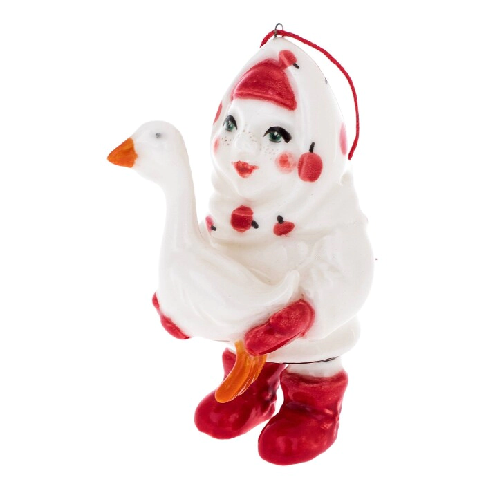 A set of porcelain Christmas tree toys "Girls" in a gift box