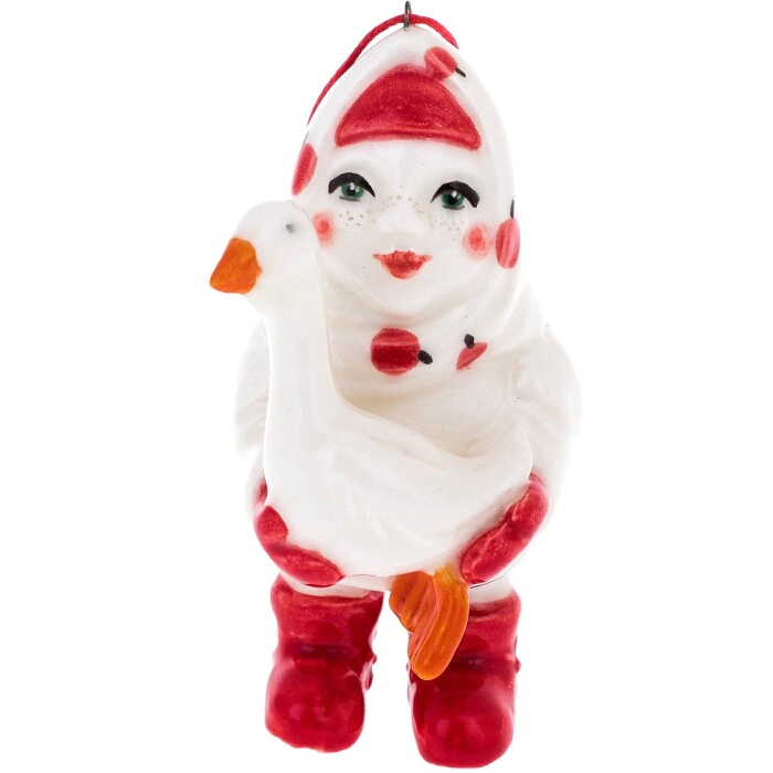 A set of porcelain Christmas tree toys "Girls" in a gift box