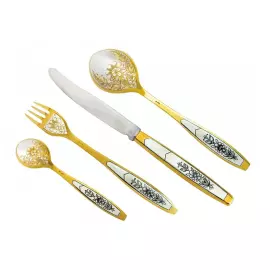 Silver dining set "Astra" with gilding, for 1 person