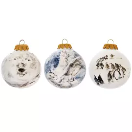 Набор фарфоровых ёлочных шаров "Заполярье: Животные" в подарочной коробке