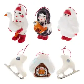 Набор фарфоровых ёлочных игрушек "Зима" в подарочной коробке