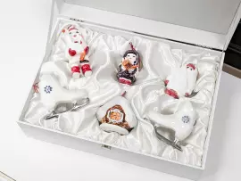 Набор фарфоровых ёлочных игрушек "Зима" в подарочной коробке