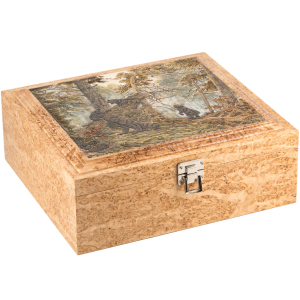 Russian lotto from Karelian birch "Bears in the forest" with silver