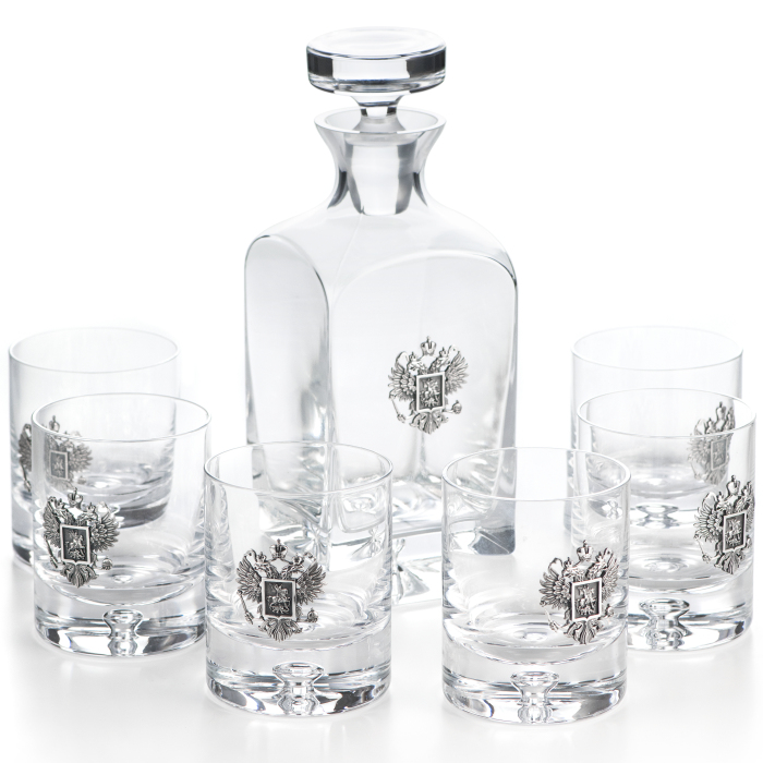 Whiskey set "Derzhava" with the Coat of Arms of the Russian Federation, for 6 people