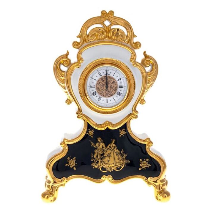 Watch, white with blue pattern