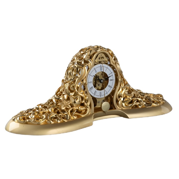 Table clock, quartz, gold color decor
